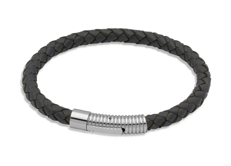 Unique & Co Navy Leather Bracelet B175NV - Hamilton & Lewis Jewellery