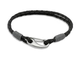 Unique & Co Black Leather Bracelet B177GR - Hamilton & Lewis Jewellery