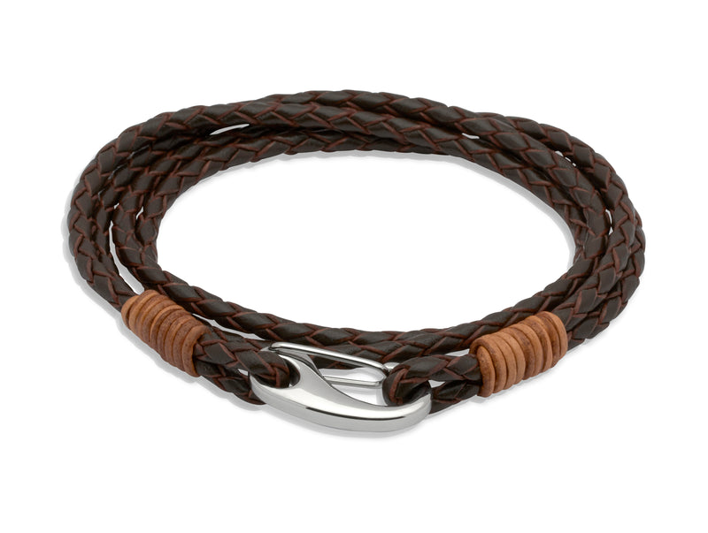 Unique & Co Dark Brown Leather Bracelet B178LB - Hamilton & Lewis Jewellery