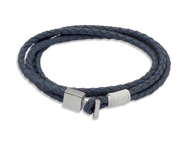 Unique & Co Blue Leather Bracelet B181WH - Hamilton & Lewis Jewellery