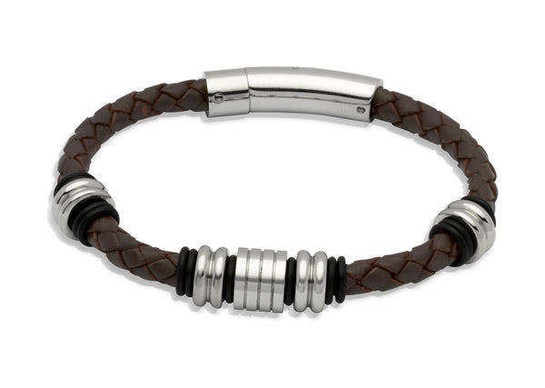 Unique & Co Dark Brown Leather Bracelet B186DB - Hamilton & Lewis Jewellery
