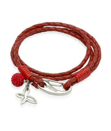 Unique & Co Ladies Red Leather Bracelet B213RED - Hamilton & Lewis Jewellery