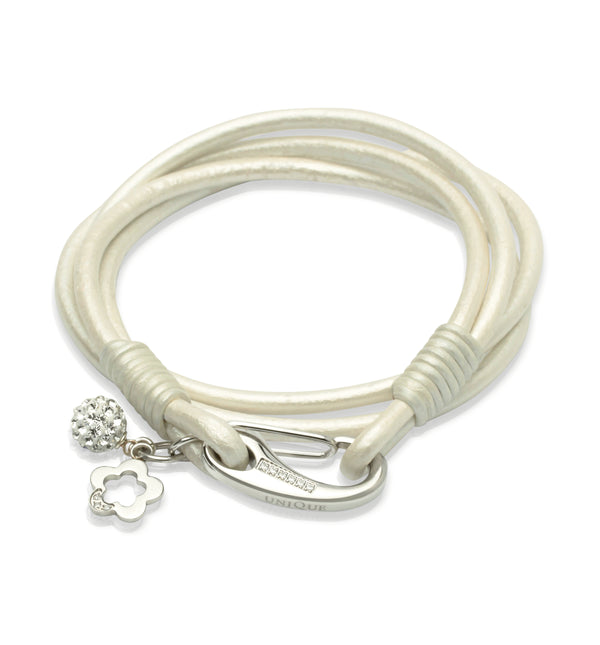 Unique & Co Ladies Pearl Leather Bracelet B215PE - Hamilton & Lewis Jewellery