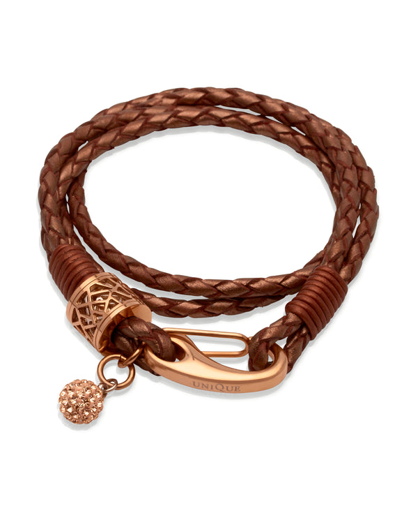 Unique & Co Ladies Copper Leather Bracelet B218CO - Hamilton & Lewis Jewellery