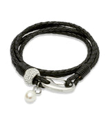 Unique & Co Ladies Black Leather Bracelet B221BL - Hamilton & Lewis Jewellery