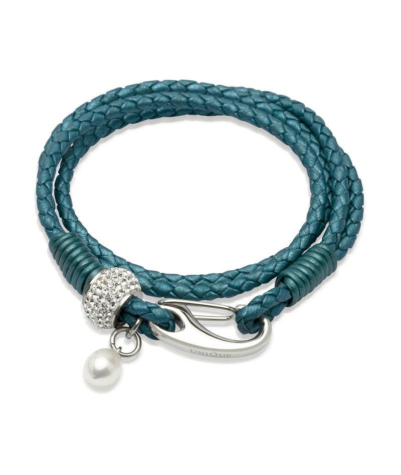 Unique & Co Ladies Truly Teal Leather Bracelet B221TT - Hamilton & Lewis Jewellery