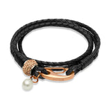 Unique & Co Ladies Black Leather Bracelet B222BL - Hamilton & Lewis Jewellery