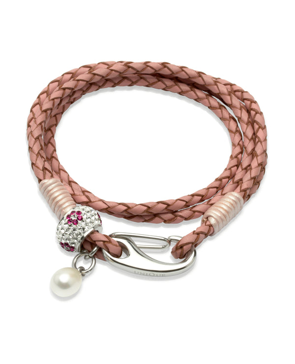 Unique & Co Ladies Pink Leather Bracelet B224PI - Hamilton & Lewis Jewellery