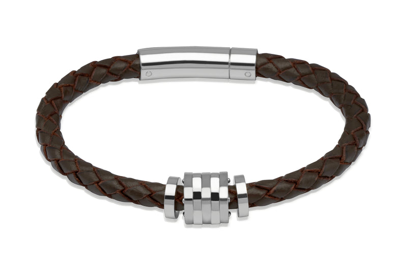 Unique & Co Dark Brown Leather Bracelet B226DB - Hamilton & Lewis Jewellery