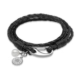 Unique & Co Ladies Black Leather Bracelet B229BL - Hamilton & Lewis Jewellery