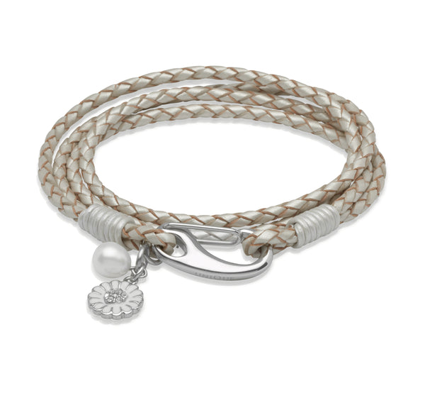 Unique & Co Ladies Pearl Leather Bracelet B229PE - Hamilton & Lewis Jewellery
