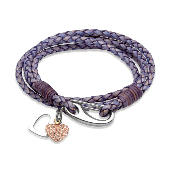 Unique & Co Ladies Antique Violet Leather Bracelet B232AV - Hamilton & Lewis Jewellery
