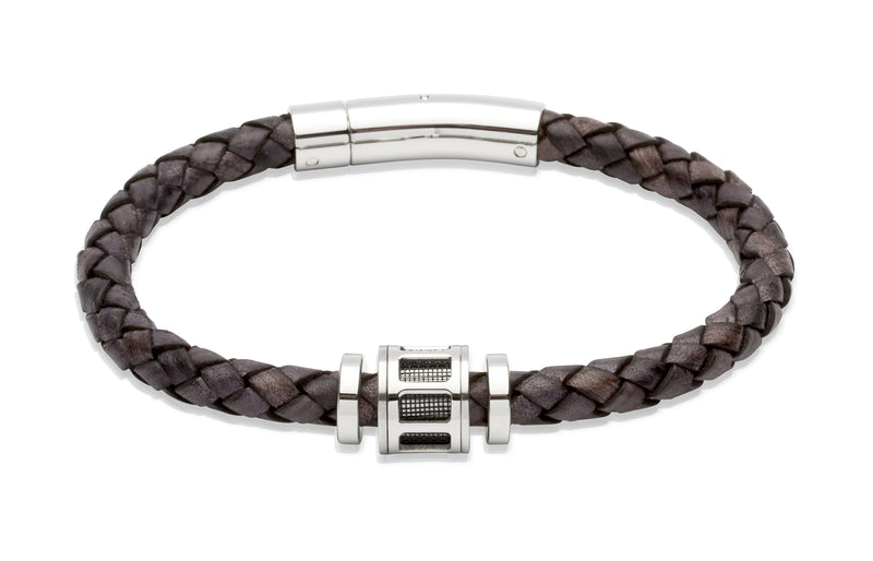 Unique & Co Antique Black Leather Bracelet B247ABL - Hamilton & Lewis Jewellery