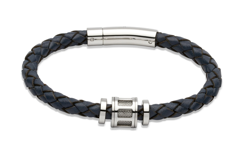 Unique & Co Antique Blue Leather Bracelet B247BLUE - Hamilton & Lewis Jewellery