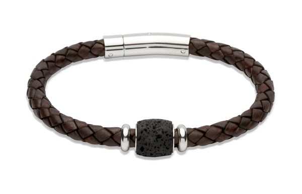 Unique & Co Antique Dark Brown Leather Bracelet B248ADB - Hamilton & Lewis Jewellery