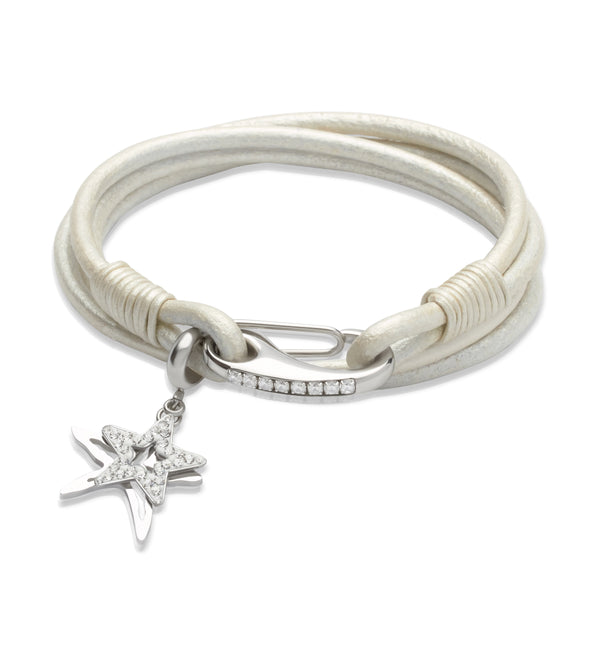 Unique & Co Ladies Pearl Leather Bracelet B257PE - Hamilton & Lewis Jewellery