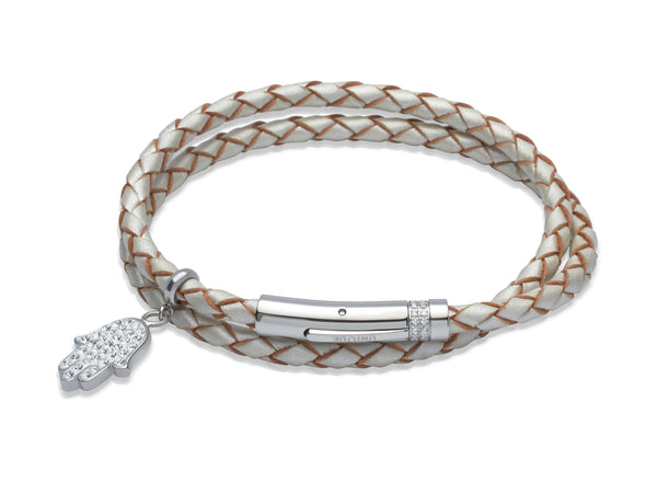 Unique & Co Ladies Pearl Leather Bracelet B263PE - Hamilton & Lewis Jewellery