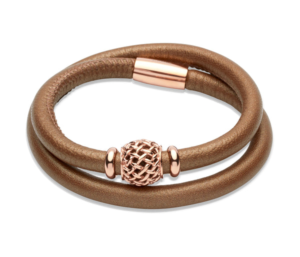 Unique & Co Ladies Bronze Leather Bracelet B270BR - Hamilton & Lewis Jewellery