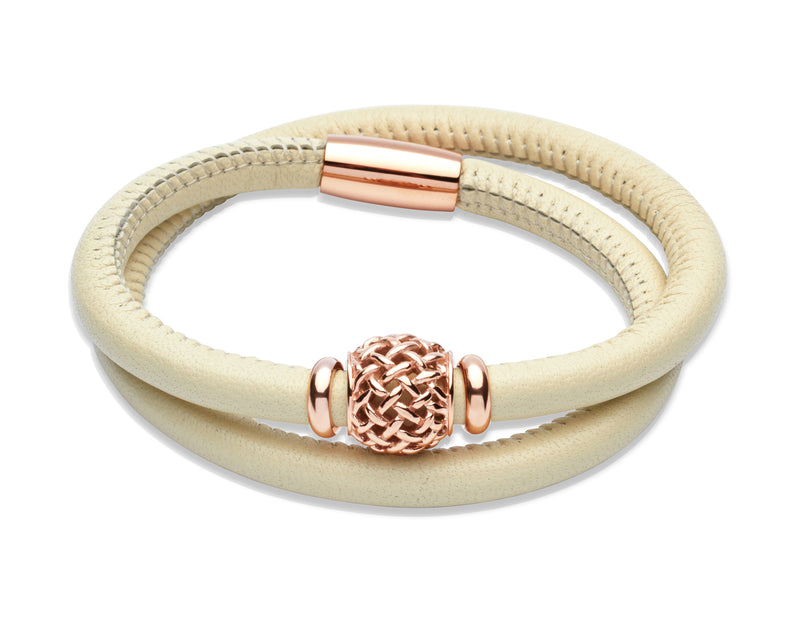 Unique & Co Ladies Ivory Leather Bracelet B270IV - Hamilton & Lewis Jewellery