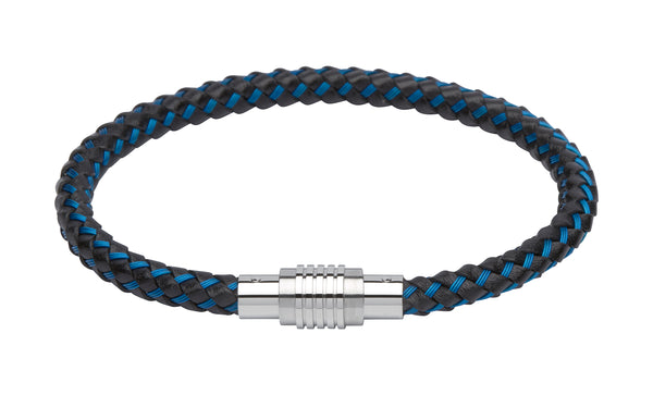 Unique & Co Blue Leather Bracelet B275BLUE - Hamilton & Lewis Jewellery