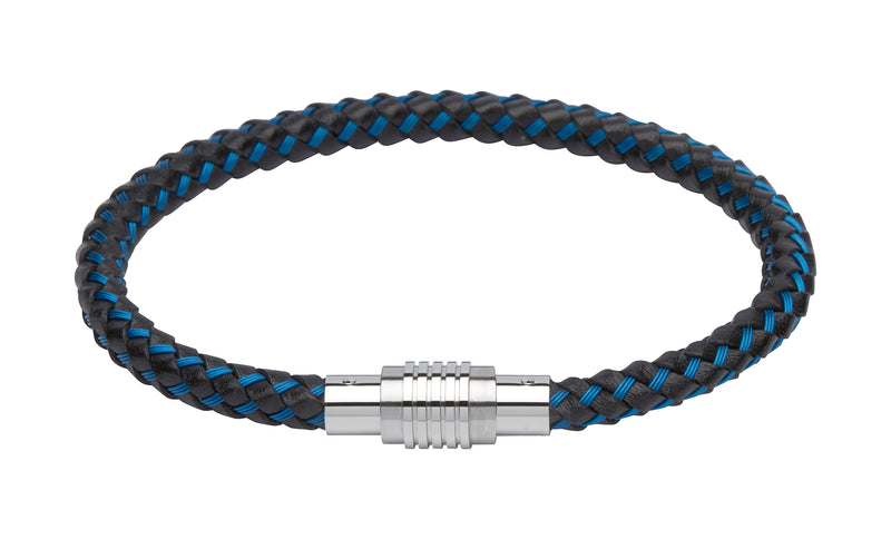 Unique & Co Blue Leather Bracelet B275BLUE - Hamilton & Lewis Jewellery