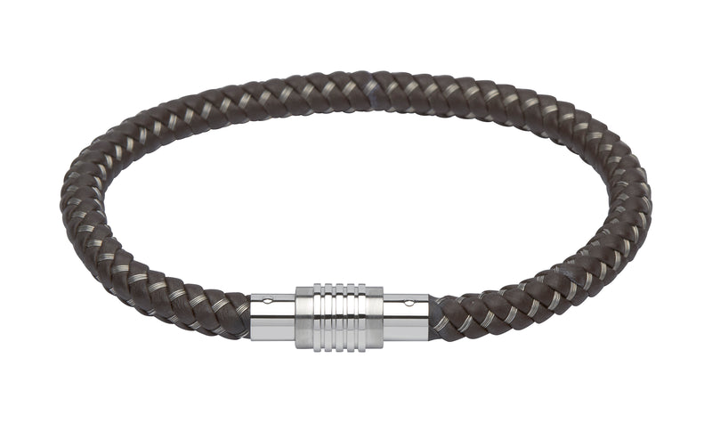 Unique & Co Dark Brown Leather Bracelet B275DB - Hamilton & Lewis Jewellery