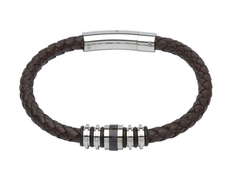 Unique & Co Dark Brown Leather Bracelet B279DB - Hamilton & Lewis Jewellery