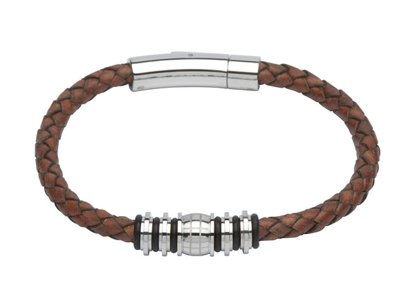 Unique & Co Antique Brown Leather Bracelet B282AB - Hamilton & Lewis Jewellery