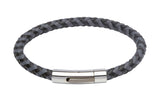 Unique & Co Grey and Black Leather Bracelet B284GR - Hamilton & Lewis Jewellery