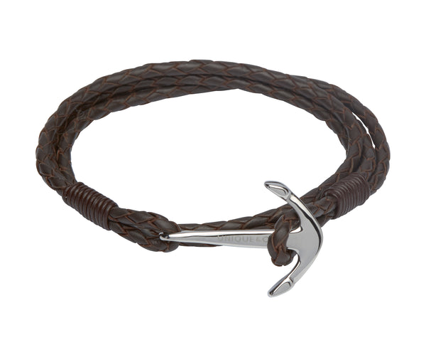 Unique & Co Dark Brown Leather Bracelet B286DB - Hamilton & Lewis Jewellery