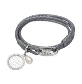 Unique & Co Ladies Silver Grey Leather Bracelet B296SG - Hamilton & Lewis Jewellery