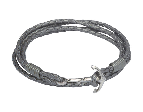 Unique & Co Ladies Silver Grey Leather Bracelet B311SG - Hamilton & Lewis Jewellery