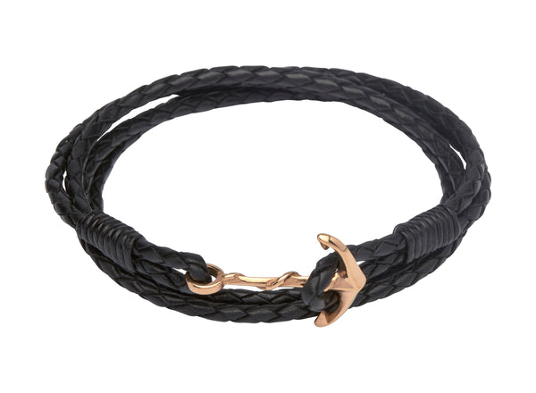 Unique & Co Ladies Black Leather Bracelet B312BL - Hamilton & Lewis Jewellery