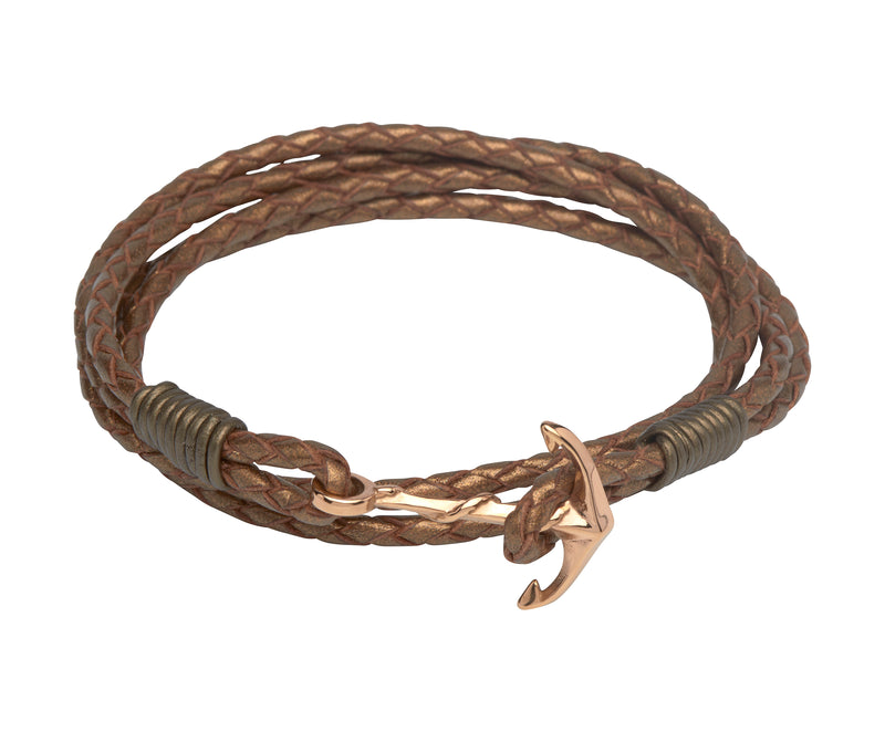 Unique & Co Ladies Bronze Leather Bracelet B312BR - Hamilton & Lewis Jewellery