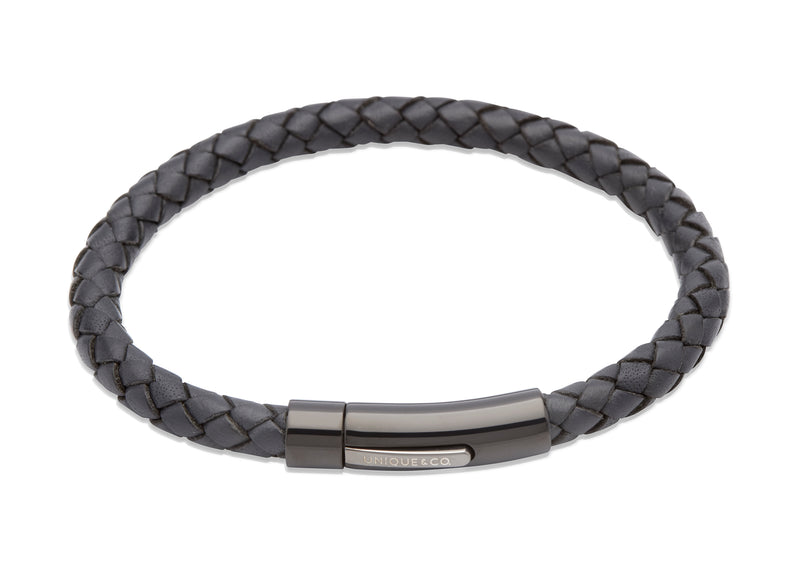 Unique & Co Navy Leather Bracelet B320NV - Hamilton & Lewis Jewellery