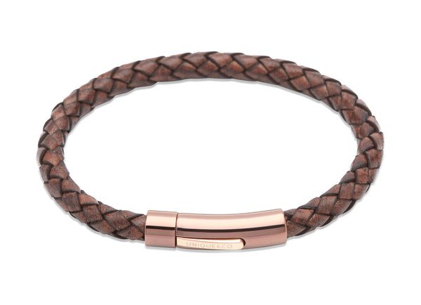 Unique & Co Antique Dark Brown Leather Bracelet B321ADB - Hamilton & Lewis Jewellery