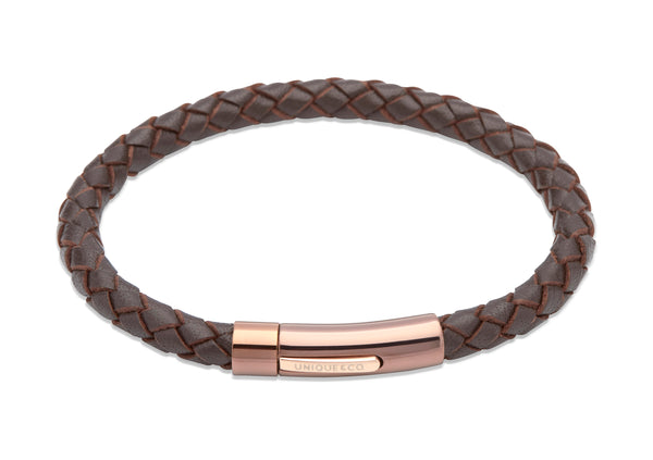 Unique & Co Dark Brown Leather Bracelet B321DB - Hamilton & Lewis Jewellery