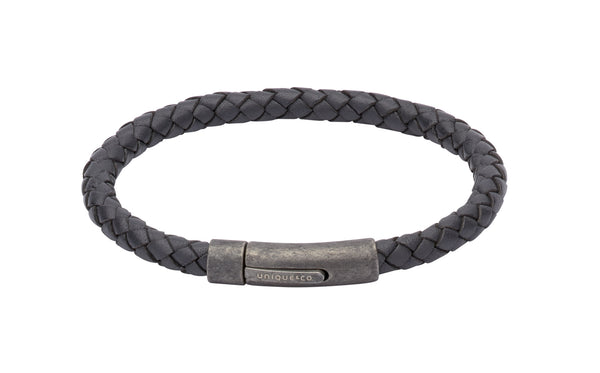 Unique & Co Navy Leather Bracelet B322DB - Hamilton & Lewis Jewellery
