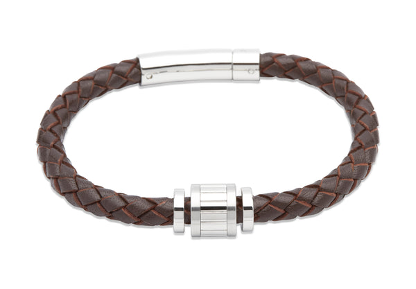 Unique & Co Dark Brown Leather Bracelet B323DB - Hamilton & Lewis Jewellery