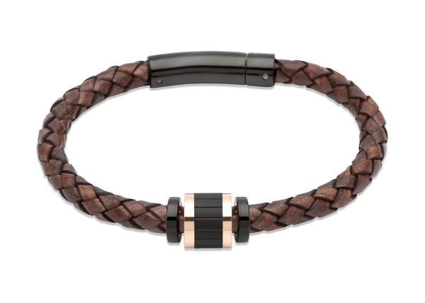 Unique & Co Antique Dark Brown Leather Bracelet B324ADB - Hamilton & Lewis Jewellery