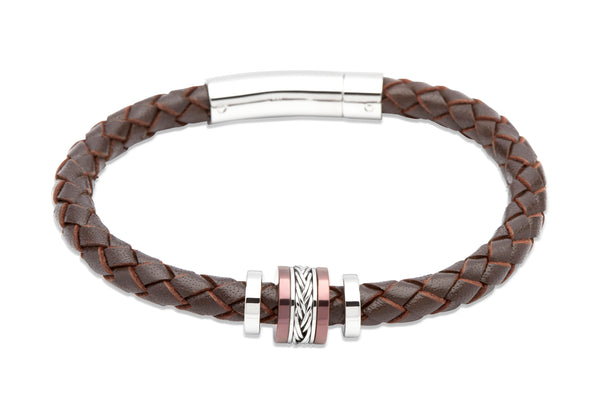 Unique & Co Dark Brown Leather Bracelet B325DB - Hamilton & Lewis Jewellery