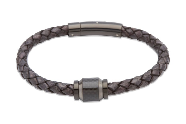 Unique & Co Antique Black Leather Bracelet B327ABL - Hamilton & Lewis Jewellery