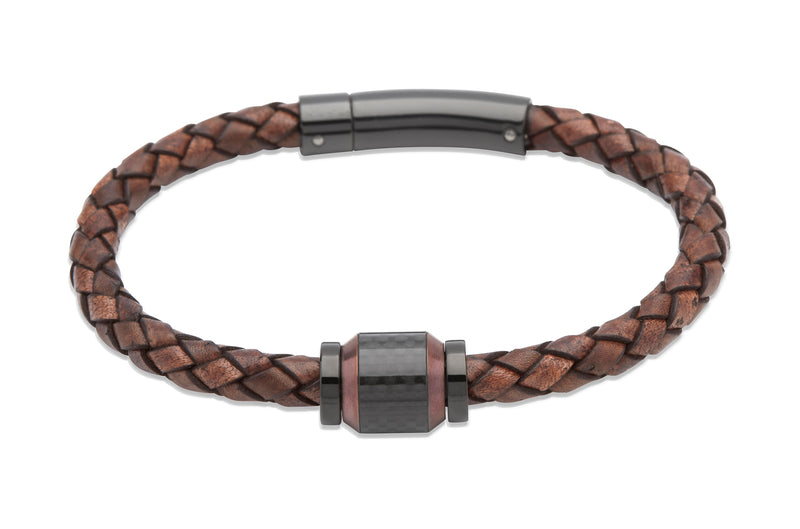 Unique & Co Antique Dark Brown Leather Bracelet B327ADB - Hamilton & Lewis Jewellery