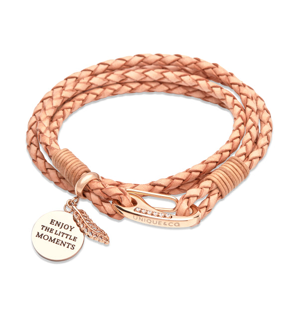 Unique & Co Ladies Natural Leather Bracelet B332NA - Hamilton & Lewis Jewellery