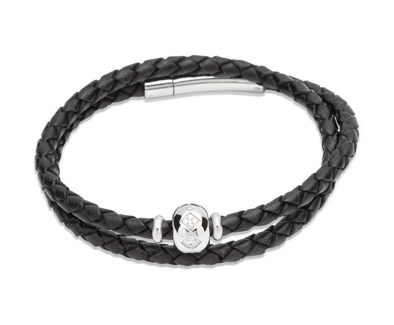 Unique & Co Ladies Black Leather Bracelet B339BL - Hamilton & Lewis Jewellery