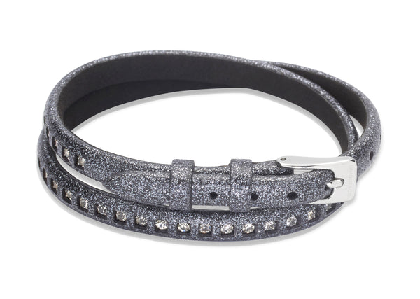 Unique & Co Ladies Metallic Grey Leather Bracelet B342MG - Hamilton & Lewis Jewellery