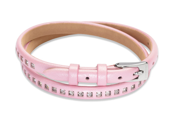 Unique & Co Ladies Metallic Pink Leather Bracelet B342MP - Hamilton & Lewis Jewellery