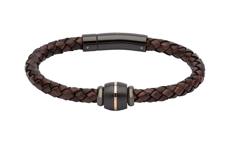 Unique & Co Antique Dark Brown Leather Bracelet B348ADB - Hamilton & Lewis Jewellery