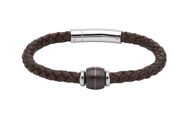 Unique & Co Dark Brown Leather Bracelet B349DB - Hamilton & Lewis Jewellery