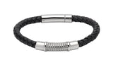 Unique & Co Navy Leather Bracelet B352NV - Hamilton & Lewis Jewellery